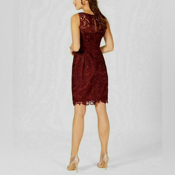 Adrianna Papell Lace Dress. Size 4. Burgundy. - Picture 2 of 6